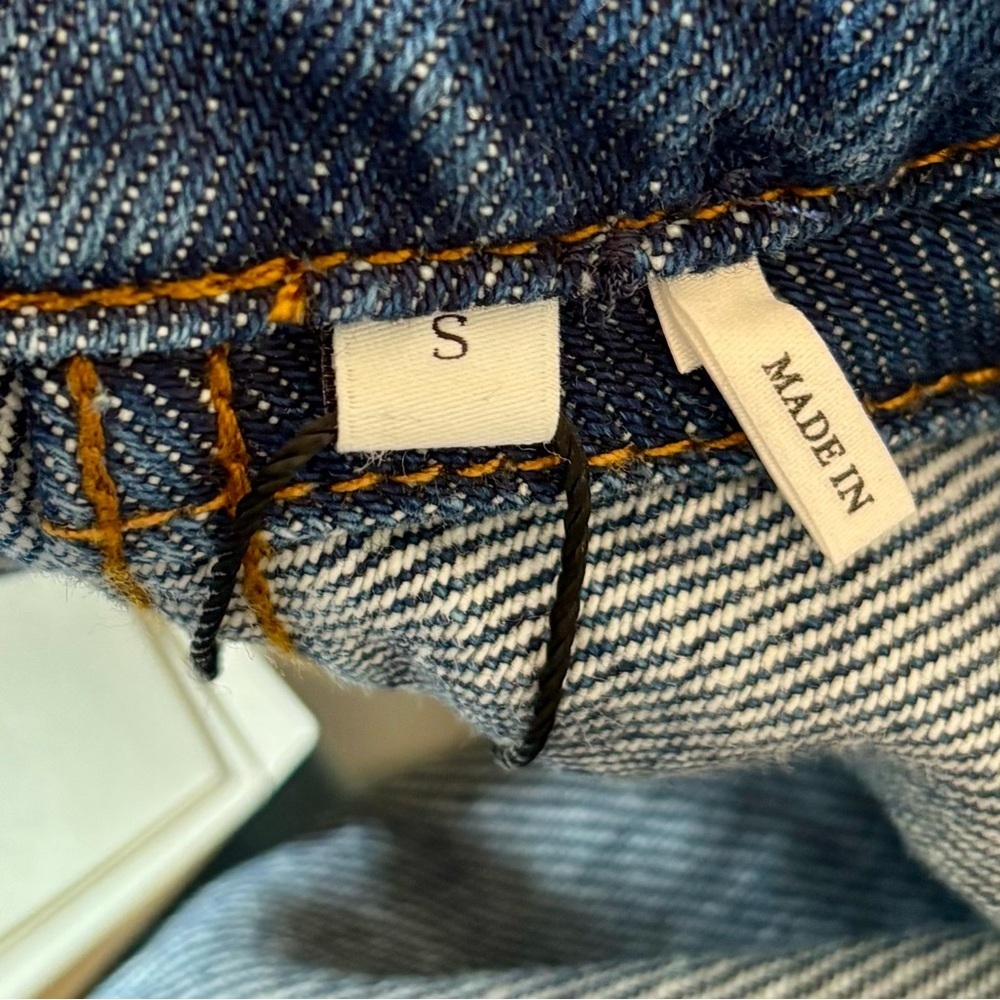 SANDRO French Luxury Brand from Paris Blue Denim Jacket with Tie Die Back. - Picture 9 of 13